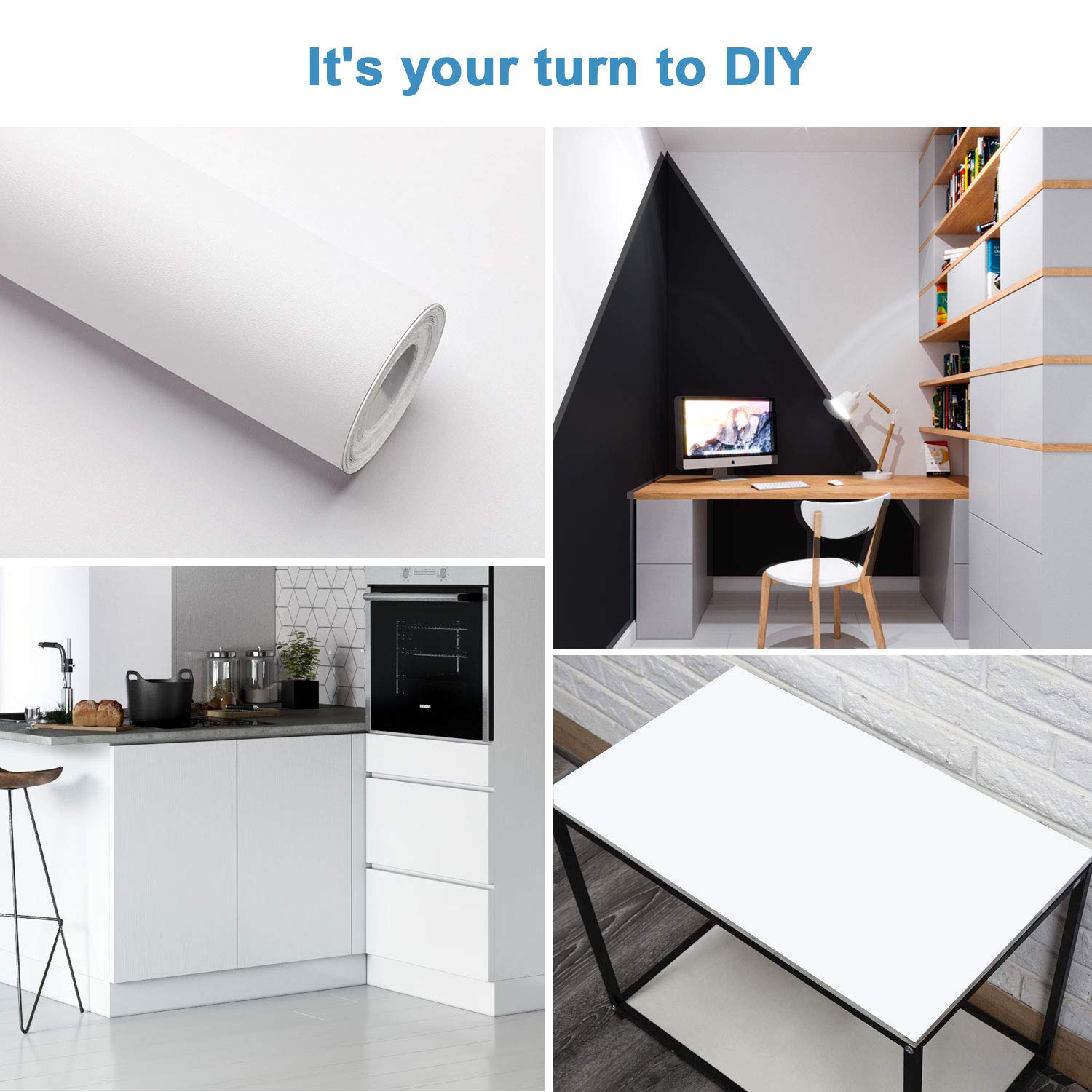 Oxdigi White Contact Paper Peel and Stick Wallpaper for Shelf Liner Cabinet Table Drawer Door Reform Decorative Thick Self Adhesive Removable Vinyl Film 24 x 196 Inches