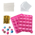 HYCSC 20 Cavity Silicone Cake Pop Mold Kit - Tray with 60pcs Sticks, Bags, Ties, Great for Lollipop and Chocolate