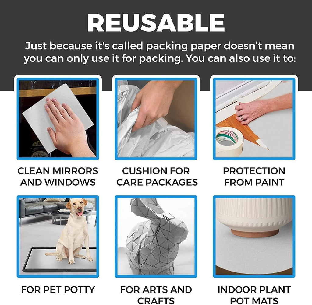 100 Sheets Packing Paper for Moving, Newsprint Paper for Packing Wrapping, Wrapping Paper for Packaging Glasses Dishes - Must Have Moving Supplies Box Filler(12 * 24in)