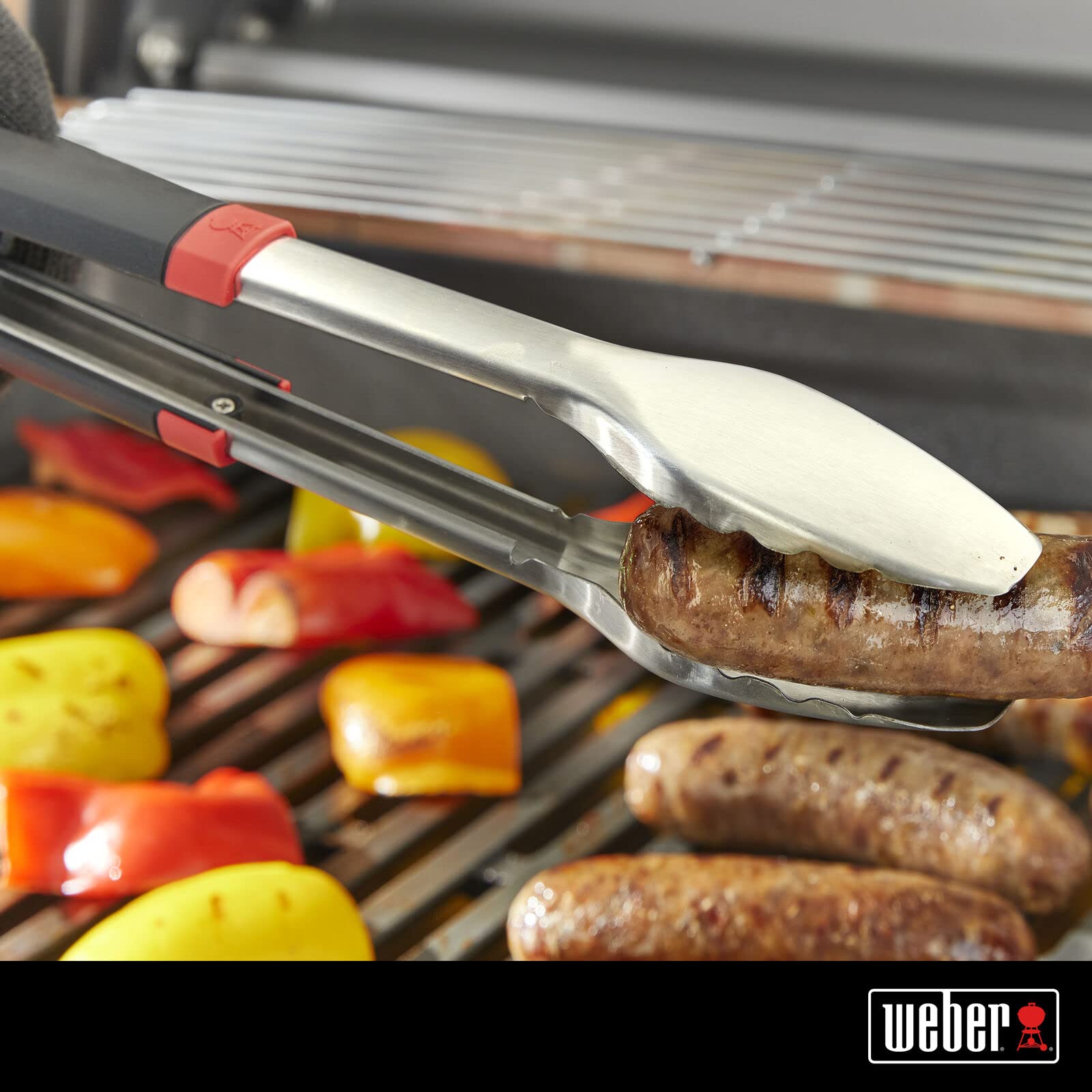 Weber Grill Tongs, for BBQing, Stainless Steel (6317) Black/Silver