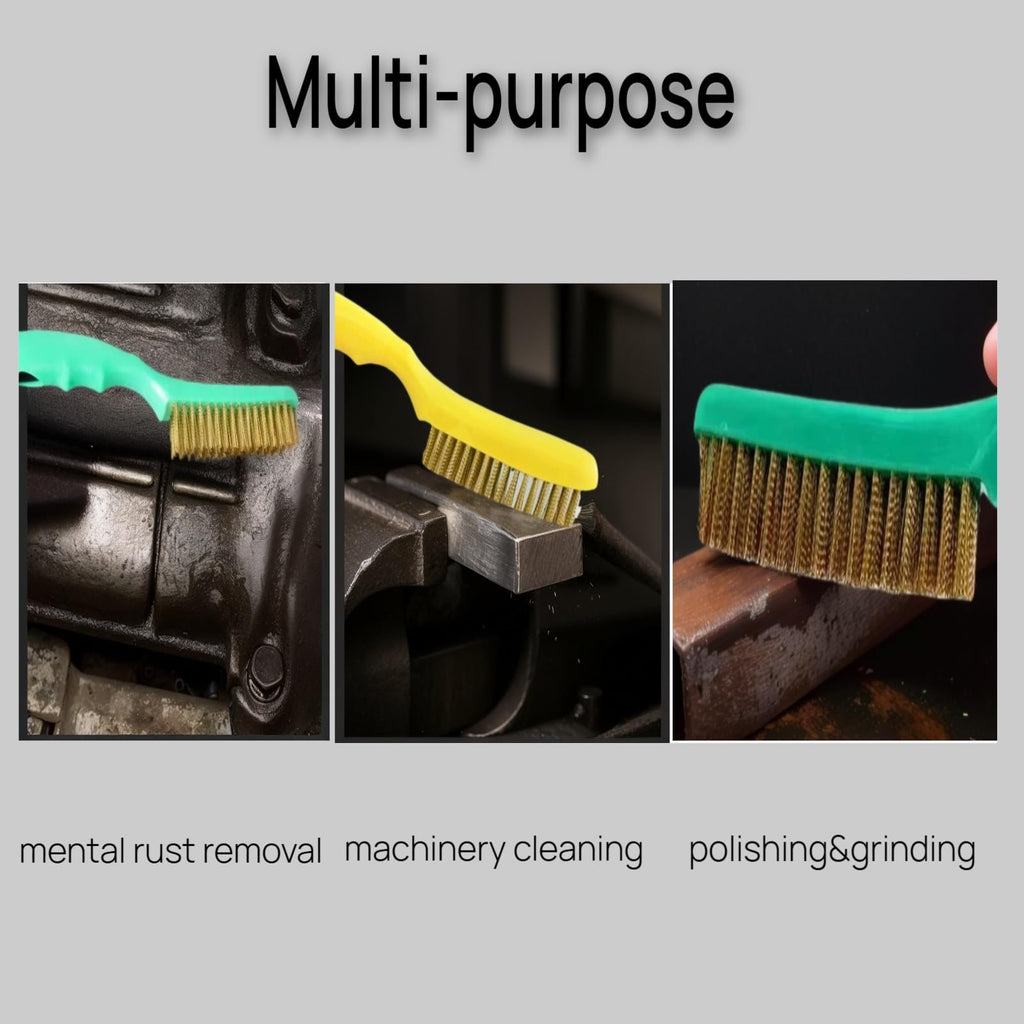 Heavy-Duty Hand Wire Brush 2-Pack, Industrial Carbon Steel Wire Brushes for Rust Removal, Weld Cleaning & Metal Surface Preparation