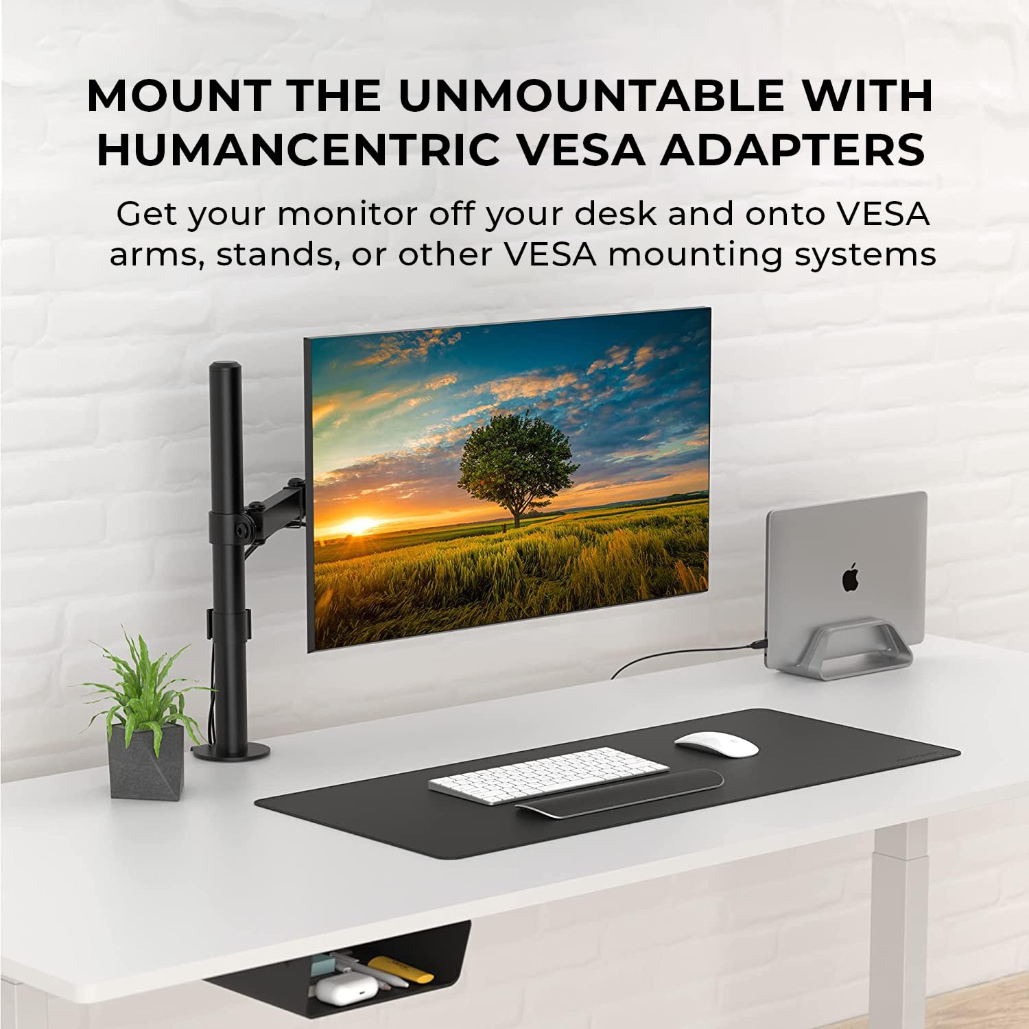 HumanCentric VESA Mount Adapter Compatible with Dell Monitors SE2416HX, SE2717HX, SE2717HR, SE2717H, S2216M, S2216H, SE2716H, SE2216H, SE2417HG, SE2416H, S2216H, 75x75mm and 100x100mm Patterns