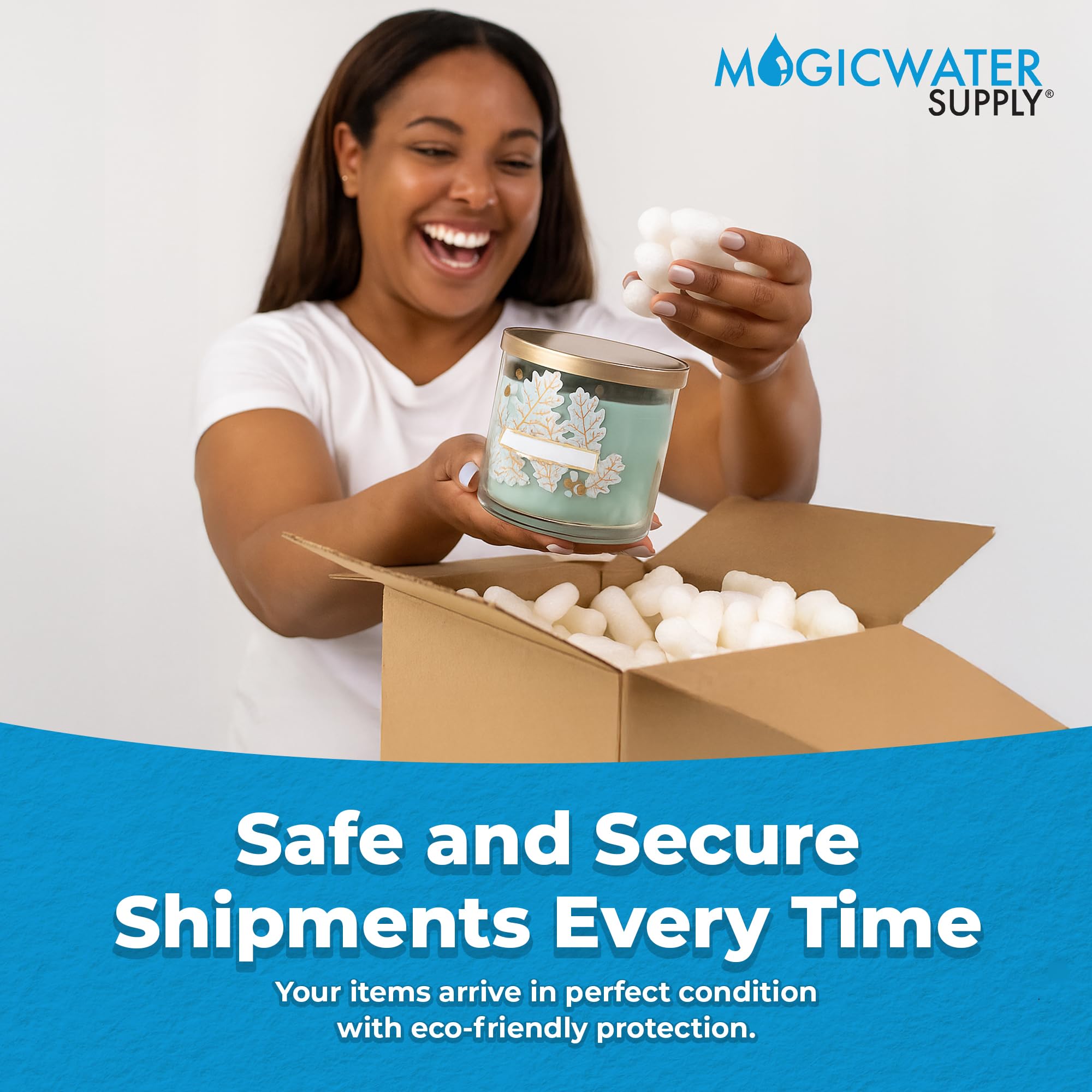 1 Cu Ft White Bio Tube Recycled Anti Static Packing Peanuts Popcorn Tube Shape Loose Fill | Magicwater Supply
