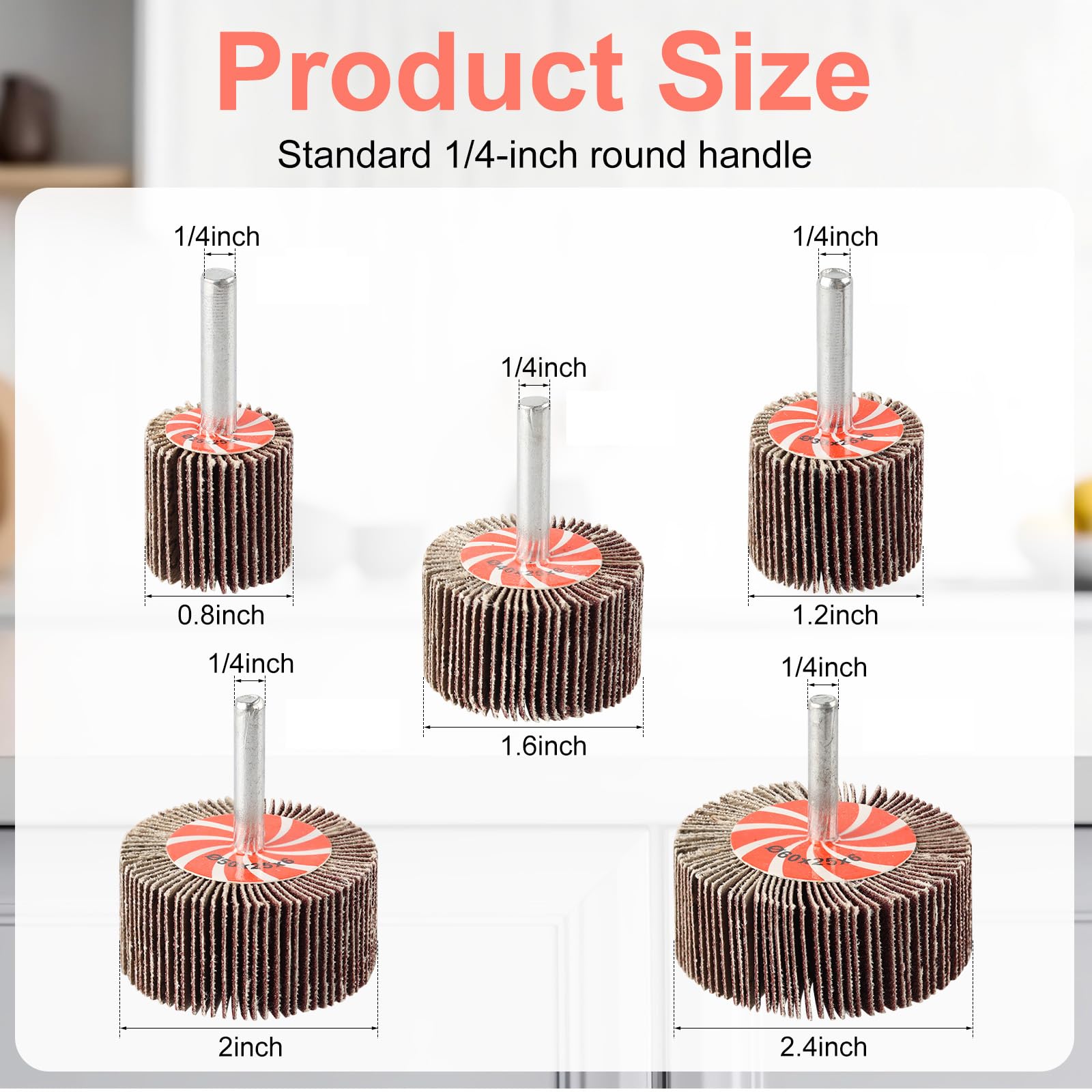 AOKLIT 20 Pcs 5 Sizes 60/80/120/240 Grits Abrasive Flap Wheel Sander, Aluminum Oxide Sanding Flap Wheel for Removing Rust and Polishing, 1/4 in Shank