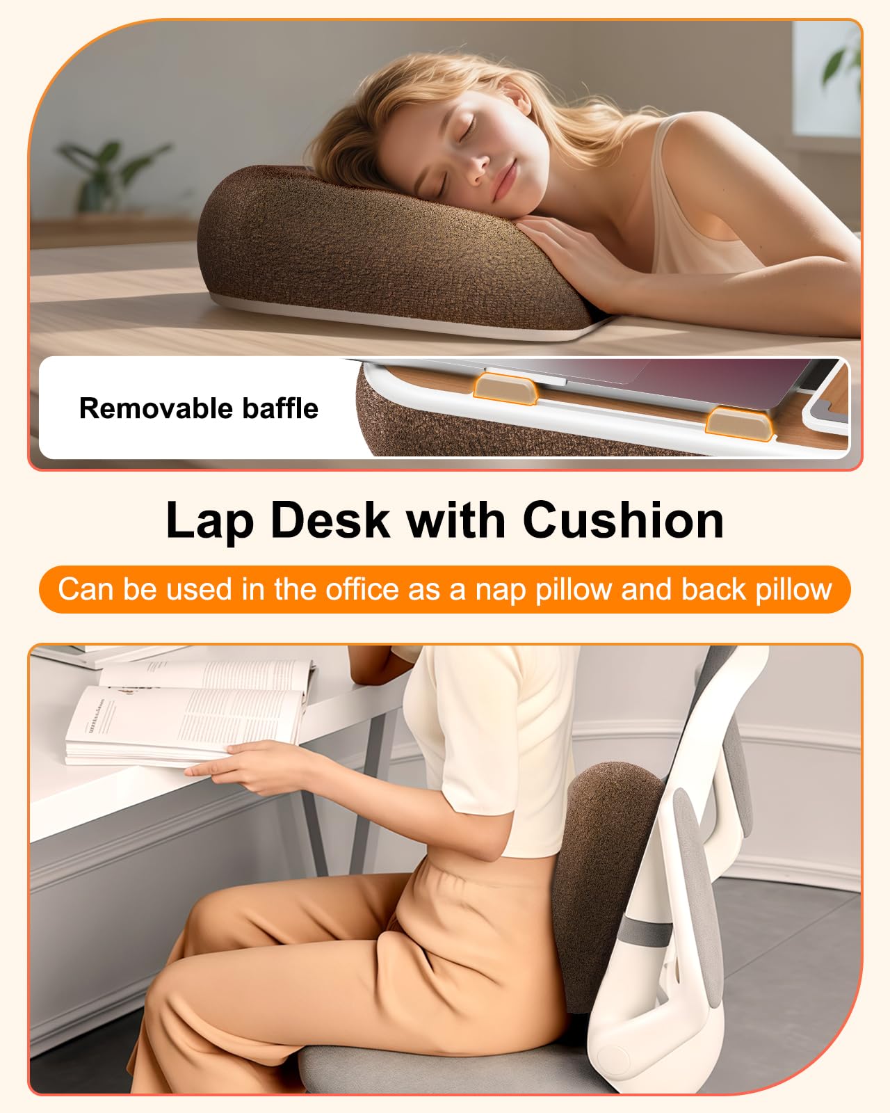 Nauttxon Lap Desk with Storage Cushion Washable - Portable Magnetic Mouse Pad - with Scented Cotton Pads - Multi-Functional Lap Desk for Home Office Couch Bed -Fits Up to 15 Inch Laptop