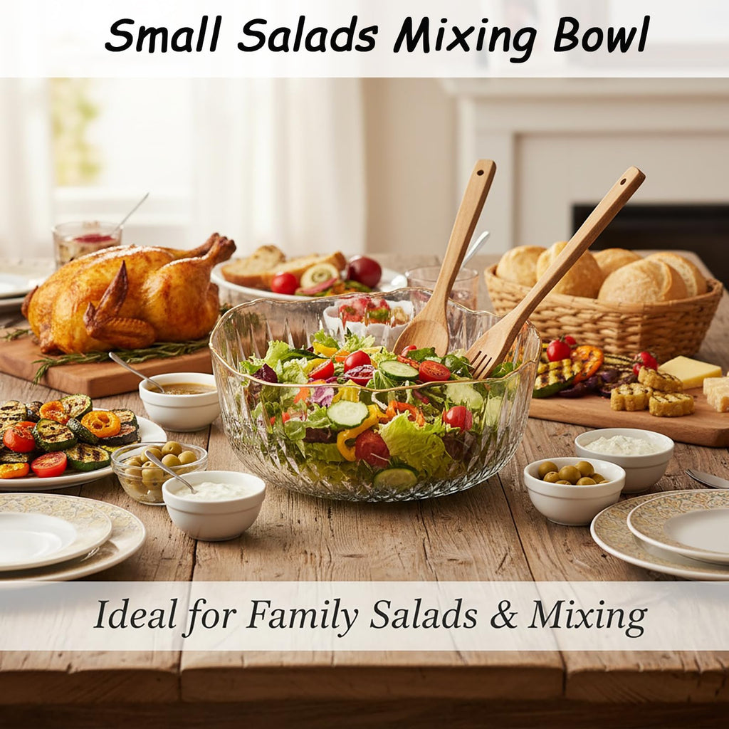 Frcctre 4 Pack Clear Plastic Serving Bowls, 70 Ounce Crystal Salad Mixing Bowl, 9 Inch Round Plastic Bowls Catering Bowls for Party, Salad, Fruit, Snack, Chip, Popcorn