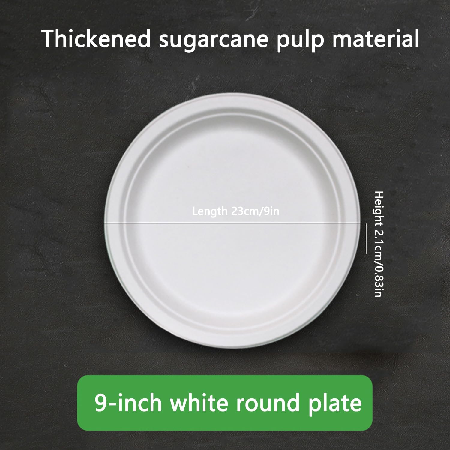 Miecux Paper Plates, Compostable Paper Plates[100-Pack] 9 Inch Plates - Eco-Friendly, Biodegradable Sugarcane Bagasse, Heavy Duty Paper Plates, White Paper Plates for Party