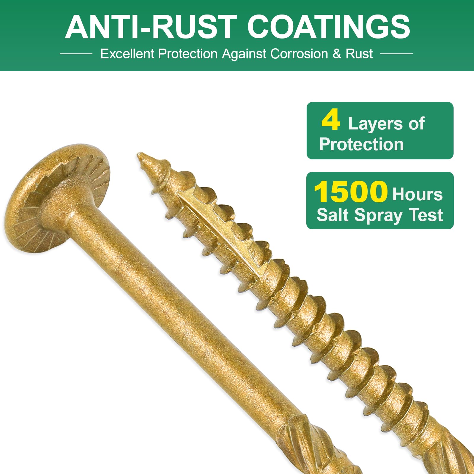 FMhotu 2-7/8 Inch Heavy-Duty Outdoor Wood Screws Assortment Fastener Kit, 50Pcs Star Drive Deck Screws, Rust Resistant Timber Screws for Timber/Log/Landscaping Wood (#14 x 2-7/8" Tan)
