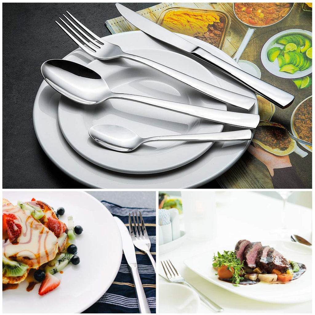 Flatware Set, 20-Piece Cutlery Set for 4, Stainless Steel Premium Silverware Sets with Forks Spoons Knife, MASSUGAR Utensils Set, Dishwasher Safe