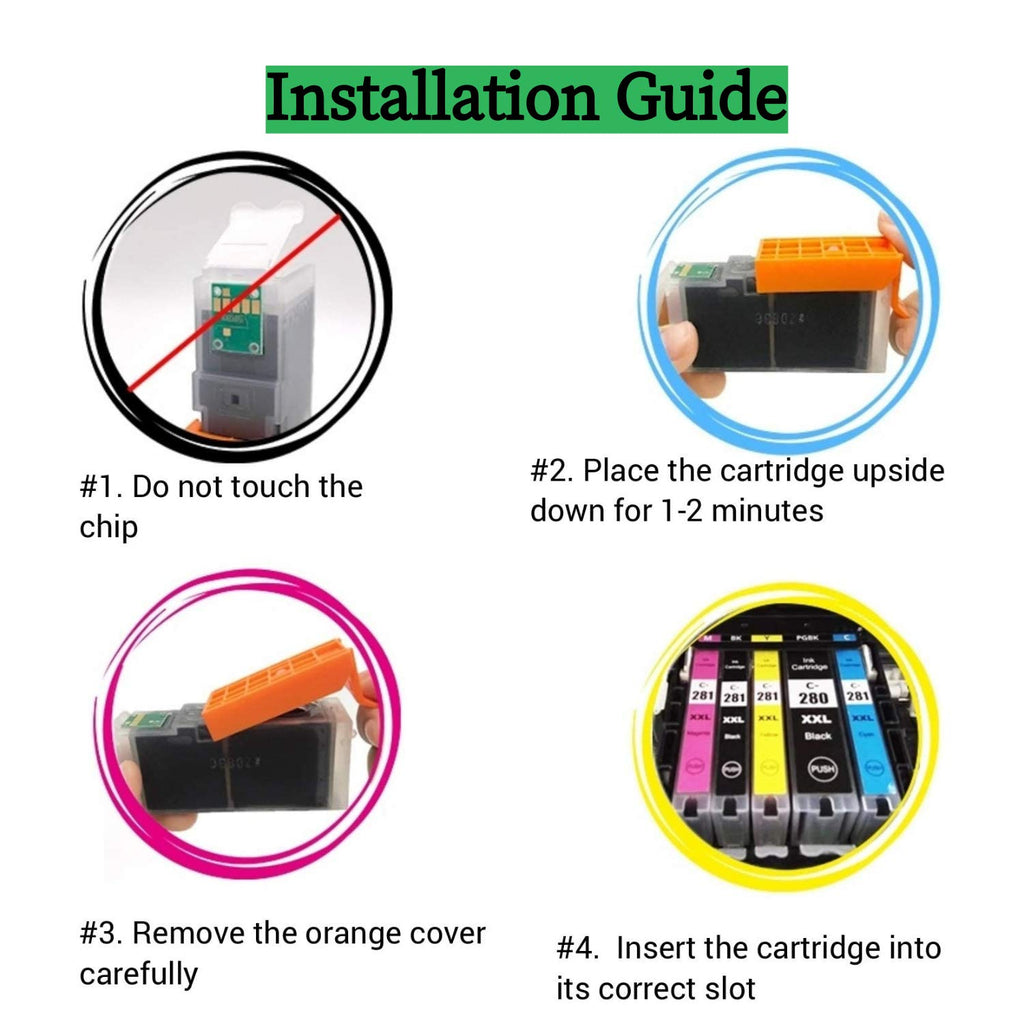 PGI-280 CLI-281 XXL Ink Cartridges Replacement for Canon 280 281 Ink Work with Canon PIXMA TR7520 TS9120 TS8120 TS8220 TS8320 TS6320 (2 PGBK, 2BK, 2C, 2M, 2Y)