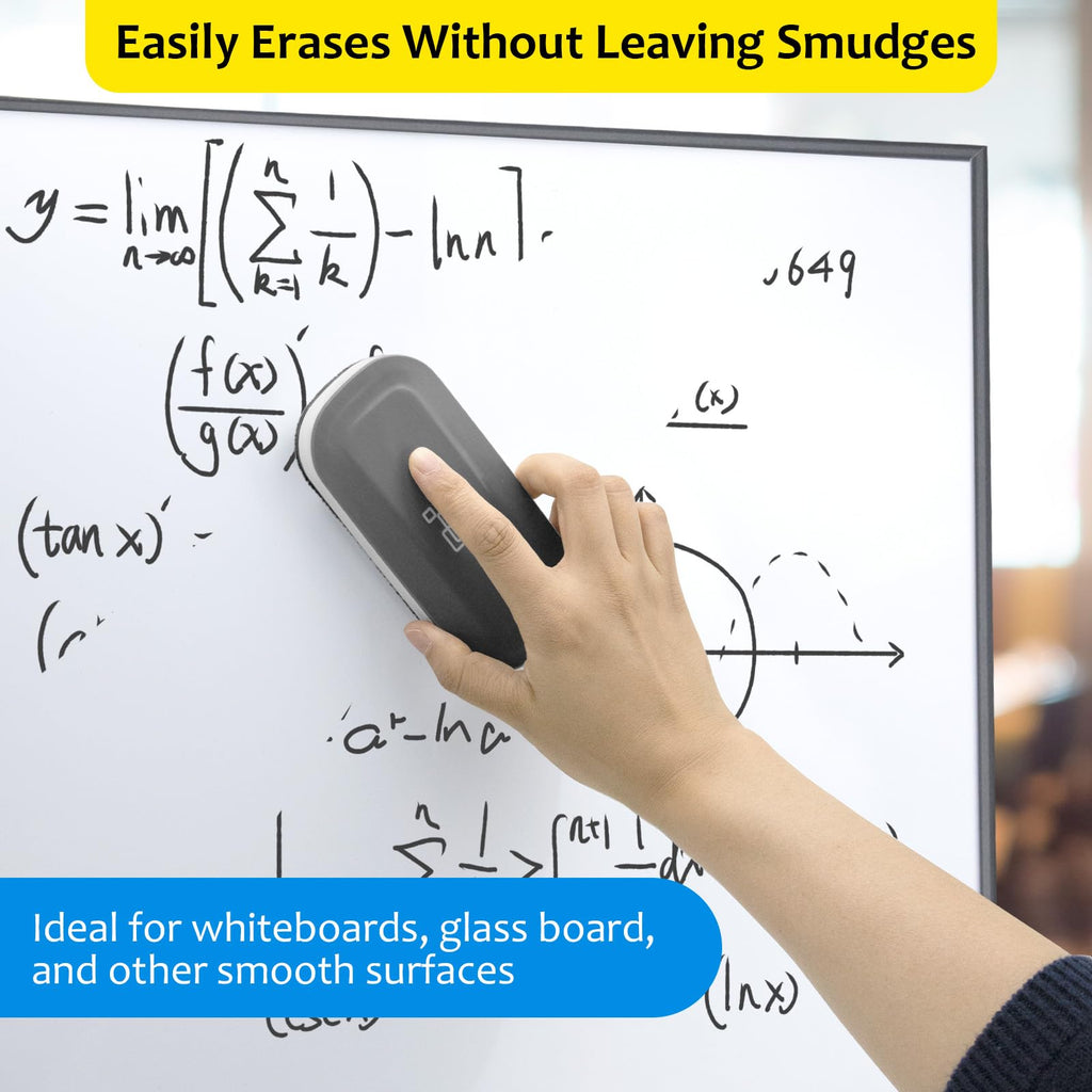 maxtek Magnetic Dry Erase Eraser, Whiteboard Dry Eraser, 2 Pack, Strengthened Magnetic Dry Eraser for Dry Erase Board, Glass Board, Calendar Board, Office and School Supplies (Gray)