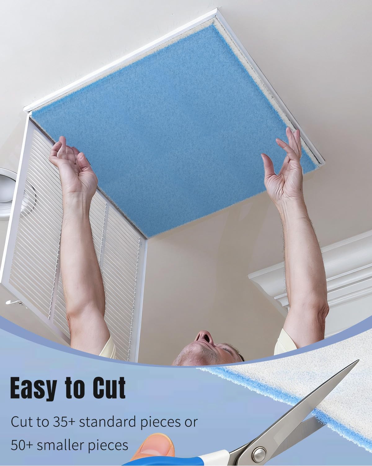 Pawfly MERV 8 Cut-to-Fit Air Vent Filter Roll, 130" x 12" x 0.5" Air Filter Media for Home Floor Vents, HVAC Systems, Grilles & Ceilings