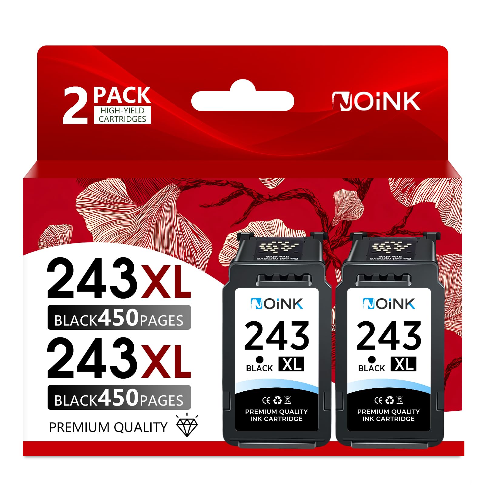 243XL Black Ink Cartridges High Yield Replacement for Canon PG-243 XL – Compatible with Pixma MG, TS, TR & MX Series Printers, MG2522 TS3122 TR4520 MX490, 2 Pack