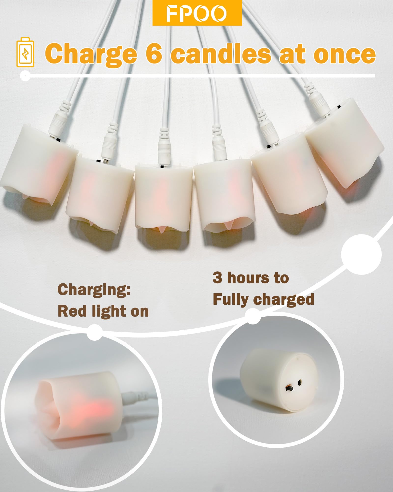LED Tea Lights Rechargeable Candles with USB Charging Cable, 6 PCS Votive Tea Light with Remote, Flameless Flickering Warm White Tealights Candle for Halloween, Pumpkin Light, Christmas Decoration