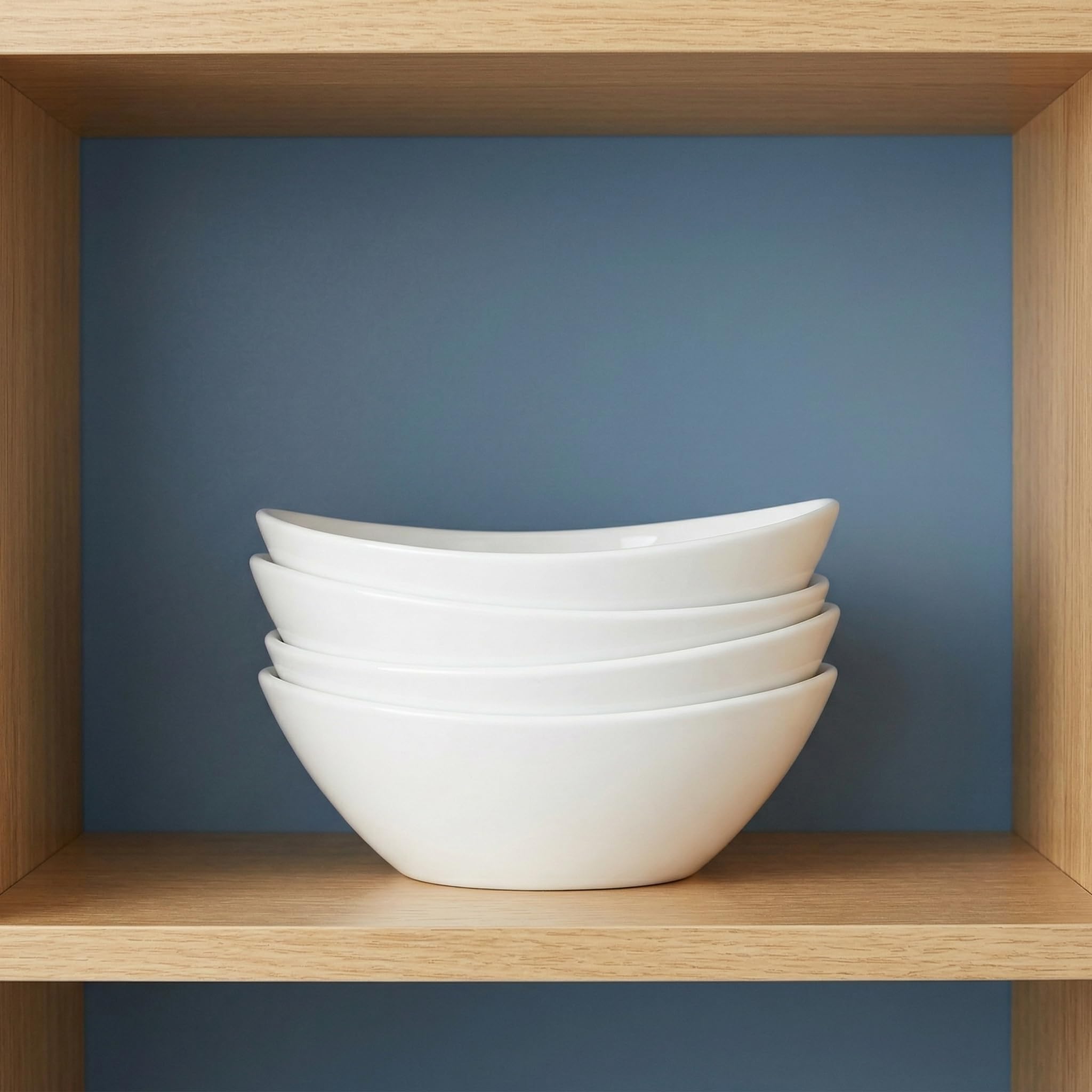 Lawei Set of 4 Porcelain Serving Bowls, 1020 ml, Oval Ceramic Mixing Bowls, 9 Inch Serving Bowls for Salads, Spaghetti, Dessert, Veggie, Side Dishes, Microwave and Dishwasher Safe