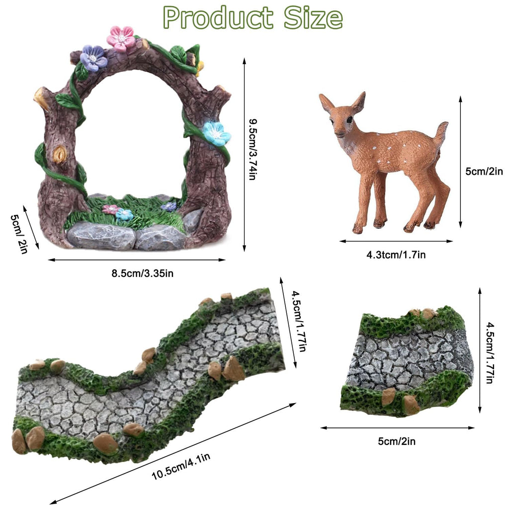 QuarenDen 27 Pcs Fairy Garden Accessories, Fairy Garden Kit, Garden Archway, Resin Path, Miniature Garden Figurines, Fairy Wild Garden Supplies for DIY Dollhouse