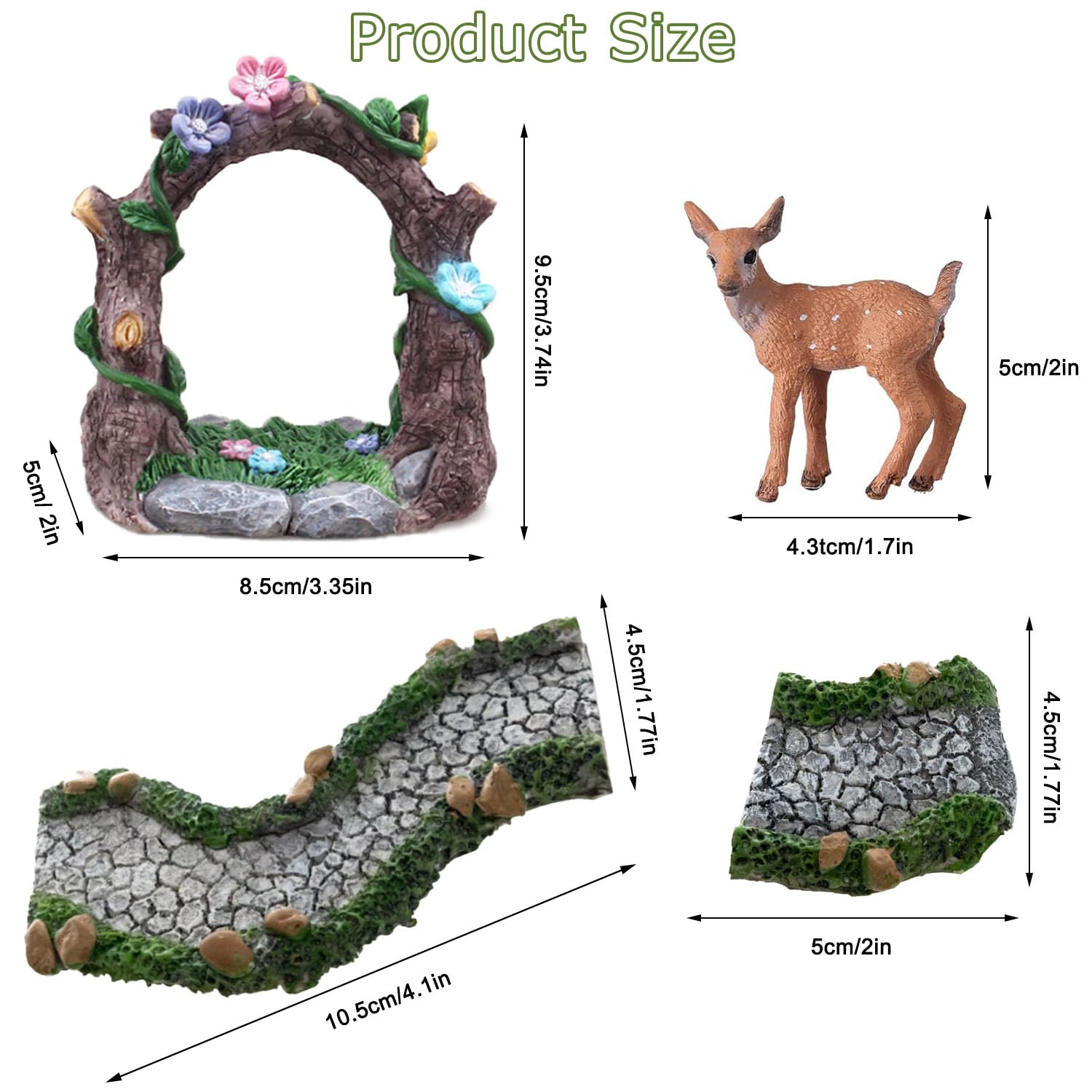 QuarenDen 27 Pcs Fairy Garden Accessories, Fairy Garden Kit, Garden Archway, Resin Path, Miniature Garden Figurines, Fairy Wild Garden Supplies for DIY Dollhouse