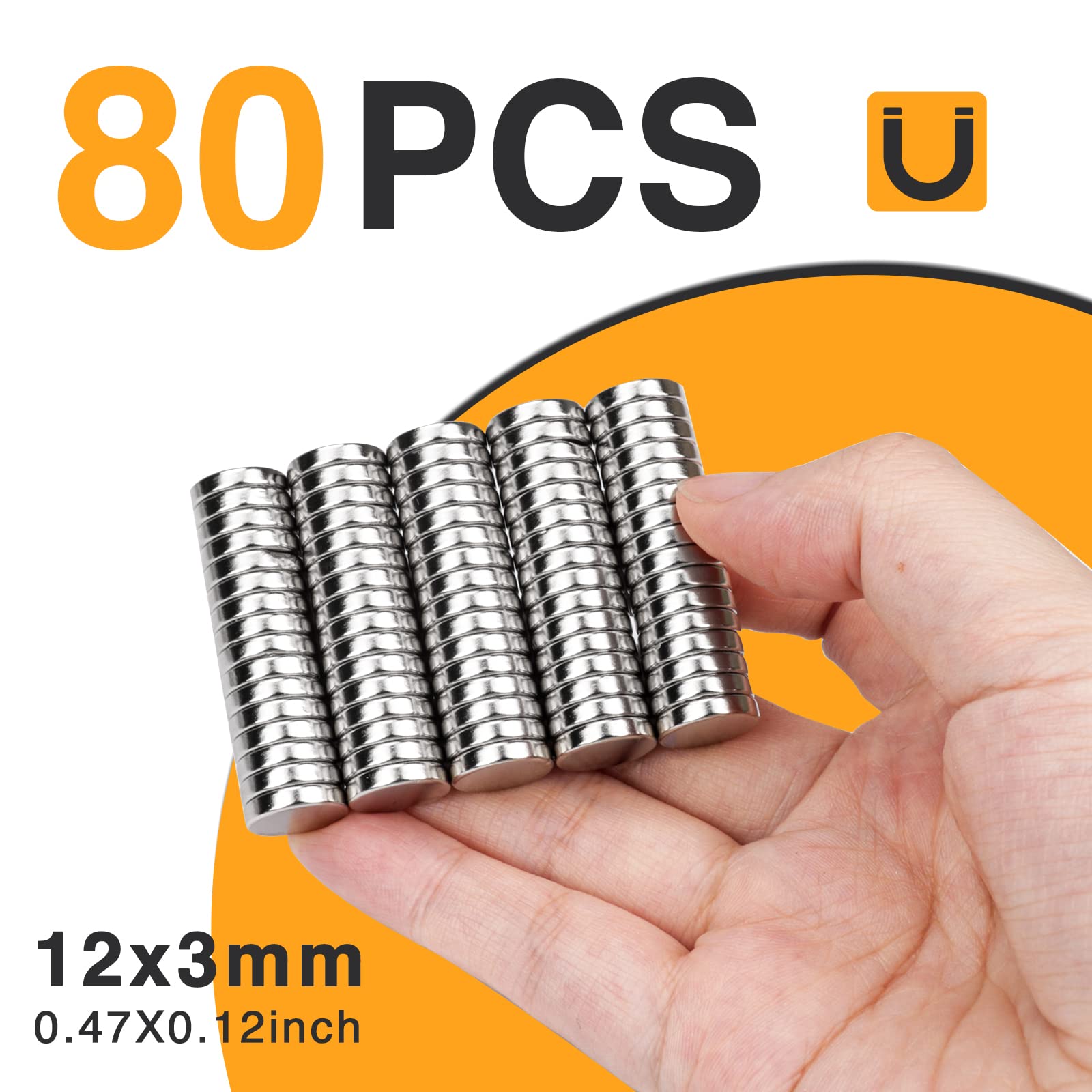 TRYMAG 80Pcs Magnets Disc, 12 x 3mm Small Round Rare Earth Fridge Magnets for Crafts Dry Erase Board, Refrigerator Magnet for Dry Erase Board Whiteboard DIY Scientific Models