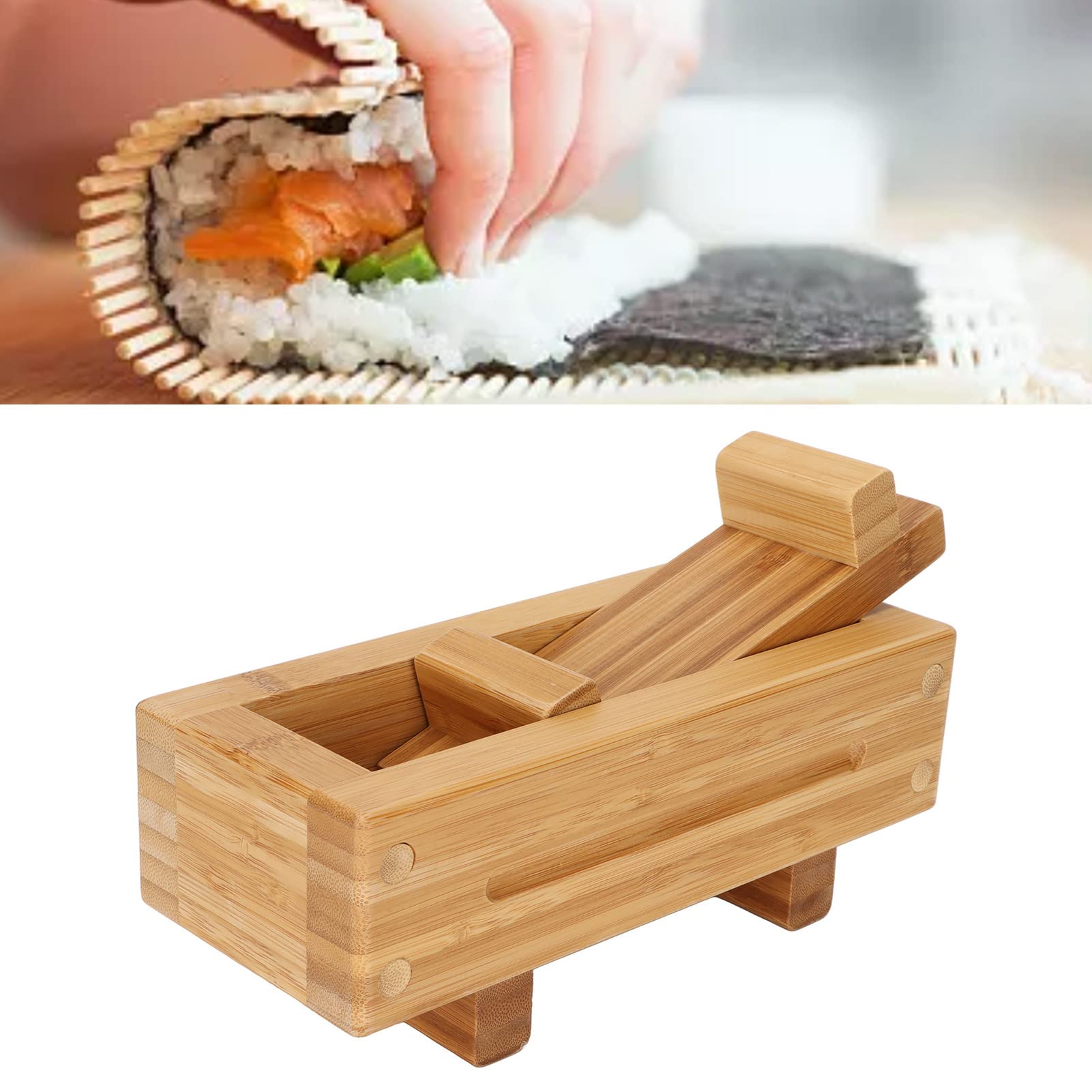Wooden Sushi Press, Kitchen Sushi Tools DIY Rectangular Odorless Portable Rice Box for Cooking