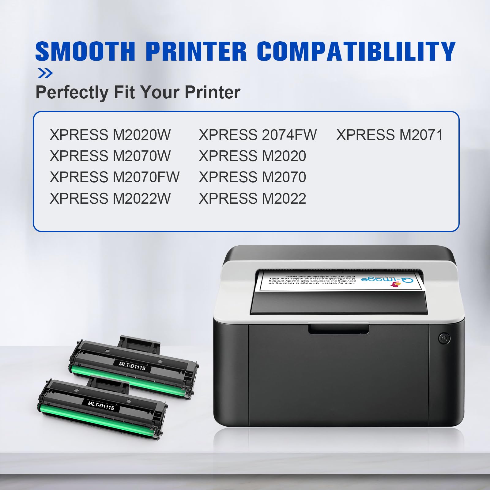 [with chip] MLT-D111S Compatible Toner Cartridge Replacement for Samsung 111S D111S 111L MLT-D111S MLT-D111L Work with Samsung Xpress M2020W M2024W M2070FW M2070W Printer (Black, 2 Pack)