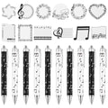 LIUBUJINGYING 48 Pcs Music Sticky Notes Music Themed Sticky Note Pads with Musical Note Ballpoint Pens Musical Note Message Reminder Writing Memo Page for Piano Teacher Appreciation Gift Office