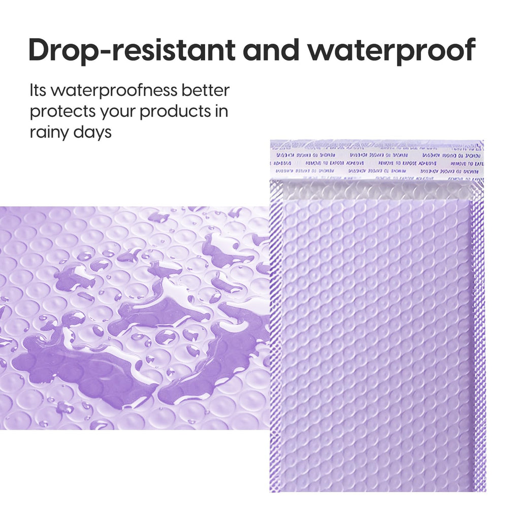 Bubble Mailers Waterproof 5 x 8 inches 50pcs Shipping Envelopes Multicolors Padded Envelopes Self Seal Adhesive (Purple)