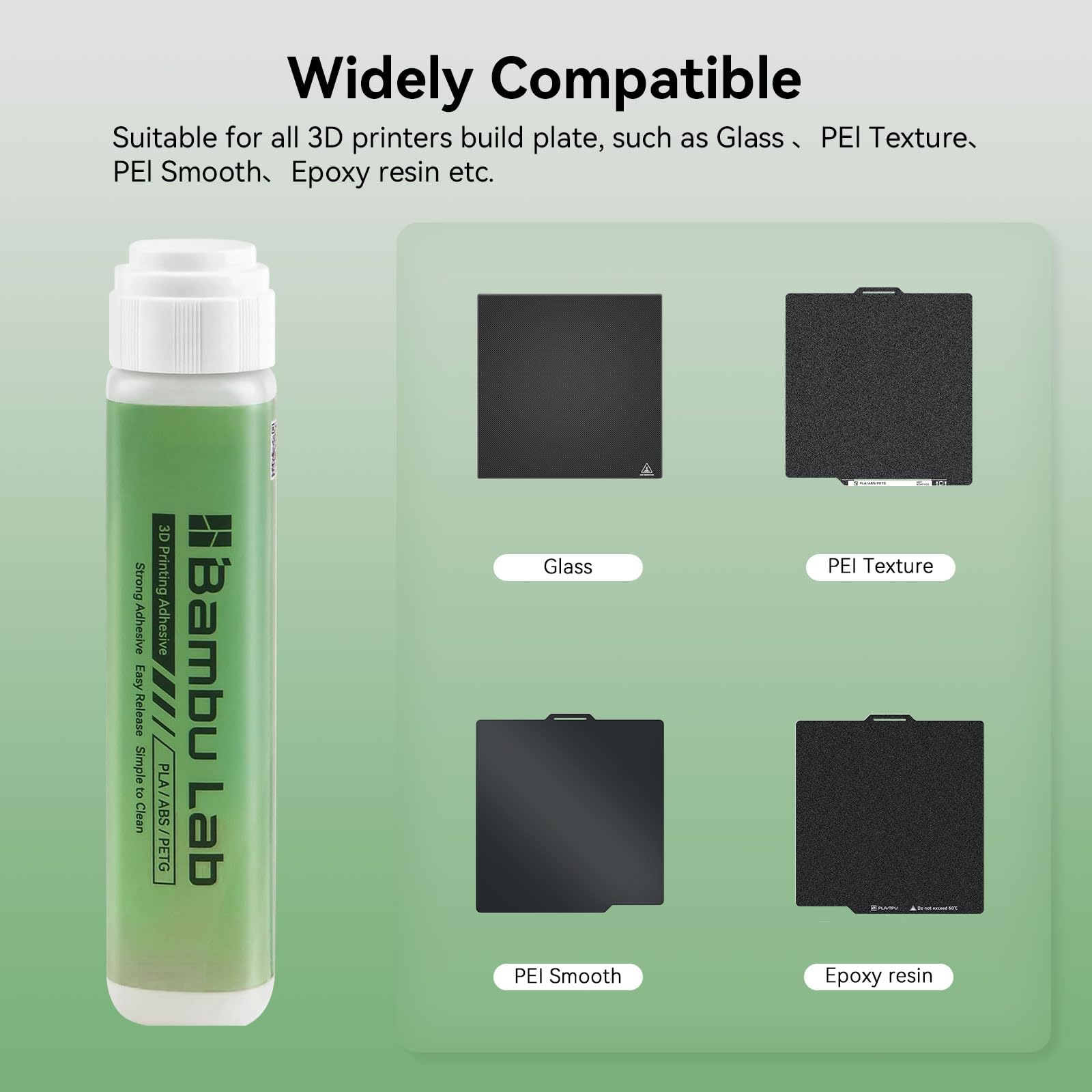 Original Bamboo Lab 3D Printer Build Plate Glue, Strong Adhesive Heatbed PEI Steel Plate Glue Reduce Warping for Bamboo lab A1/A1 Mini/P1/X1 3D Printer PLA/ABS/PETG/PC/PA/TPU Filament 60ML