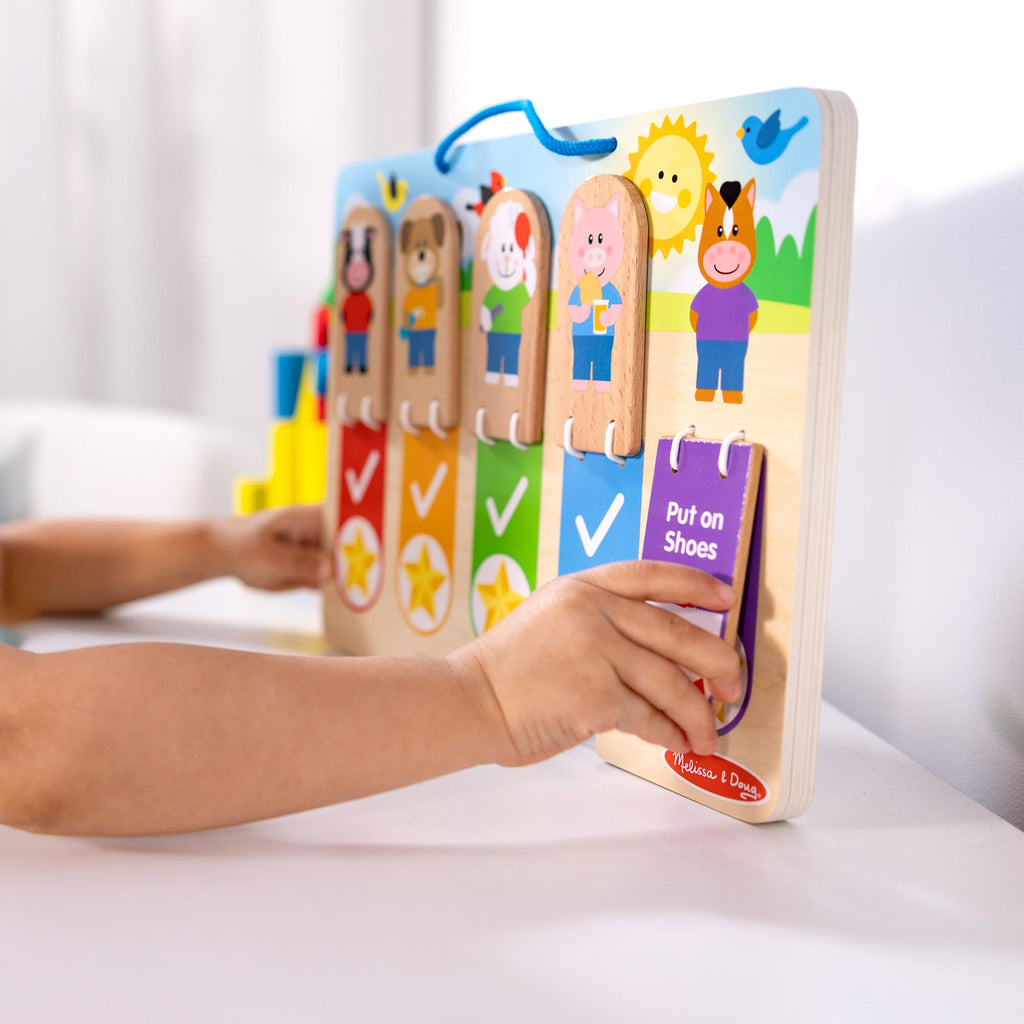 Melissa & Doug My Daily Day and Night Wooden Routines Chart Learning Toy for Boys and Girls 3+ - FSC Certified