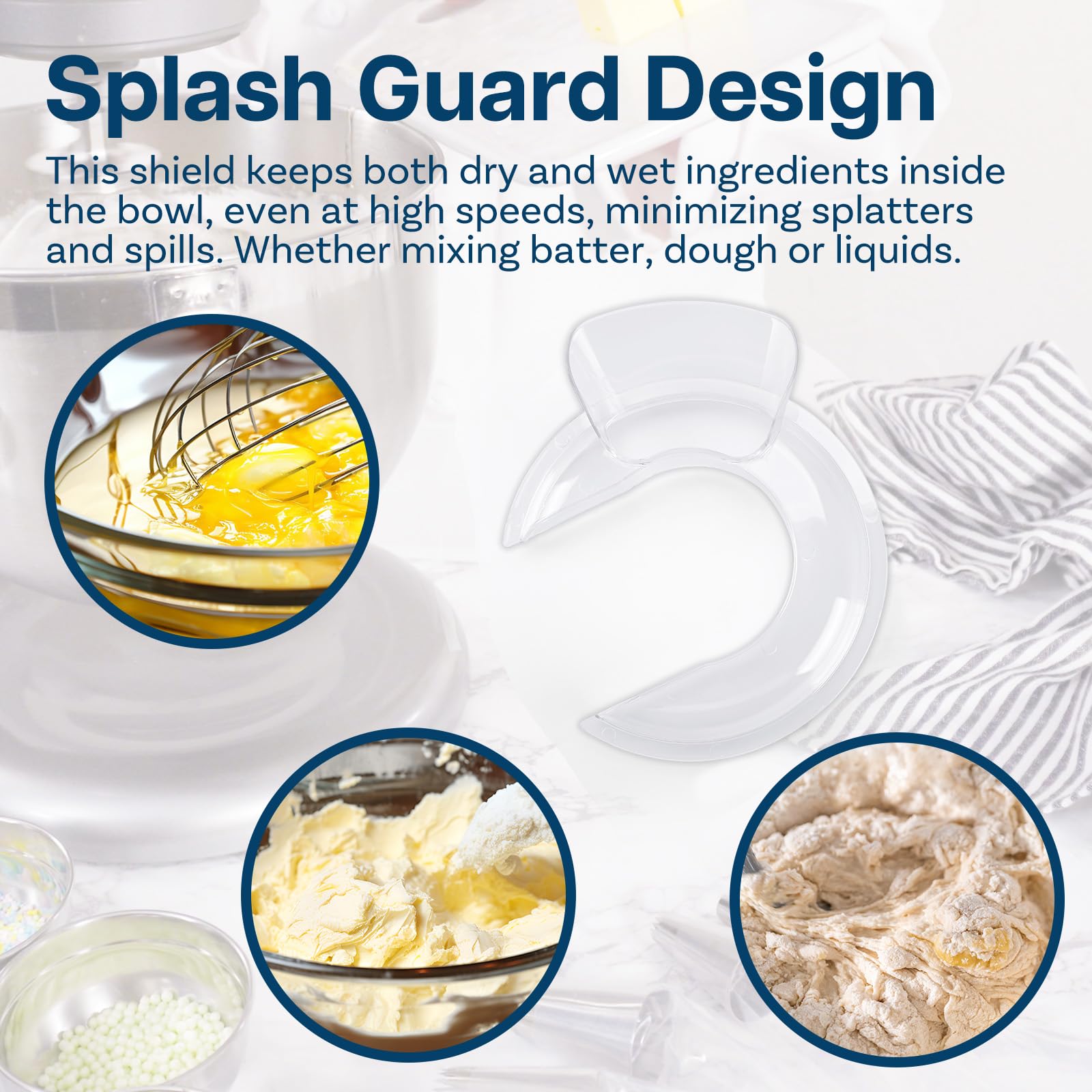 Pouring Shield for KitchenAid 4.5-5 Quart Tilt-Head Stand Mixers Artisan & Classic Series by MMOBIEL – Pouring Chute & Prevent Splattering – Splash Guard for Stainless Steel, Glass & Ceramic Bowls
