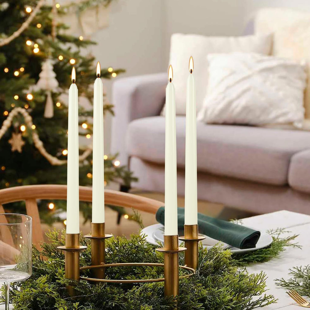 TLNFHRPI 30 Pack of 10-Inch Ivory White Taper Candles - Unscented and Smokeless Long Burning