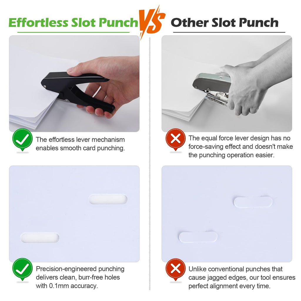 Heavy-Duty Slot Punch, Handheld Badge Hole Puncher, All Metal ID Card Puncher, Slotting Punch Tool for PVC ID Card, Luggage tag, Name Tag and Badge Holder