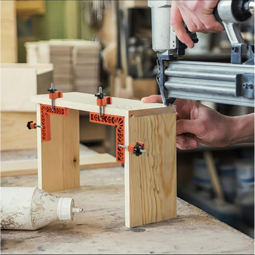 MYLEUS 8Pcs 3" 4" 90 Degree Positioning Squares, 8Pcs Locking clamp,Right Angle Corner Clamps for Woodworking, Picture Frames, Boxes, Cabinets or Drawers,Carpenter Tool