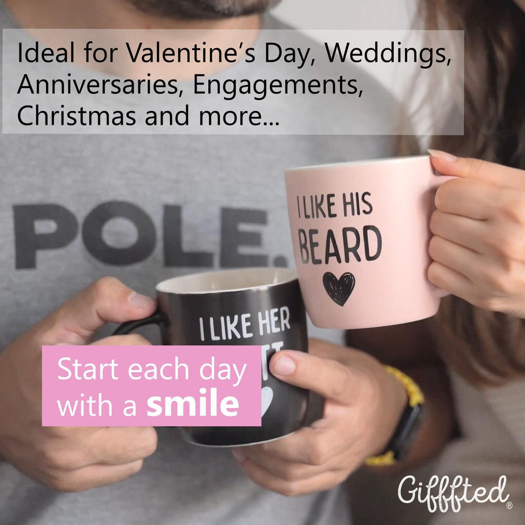 Triple Gifffted Funny Couples Gifts for Christmas, Wedding Anniversary, Engagement, Valentines Day Girlfriend Boyfriend Couple Gift, His & Hers, Bride & Groom, Him & Her, Ceramic, 380ML