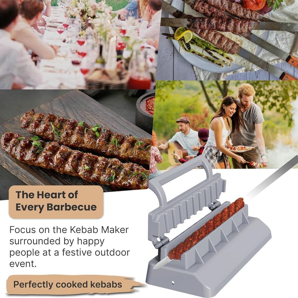 Kebab Maker, Gray Plastic Kabab, User-Friendly Essential Grilling Tool Kabob Maker, Easy to Clean Kebab, for BBQ Camping Picnics