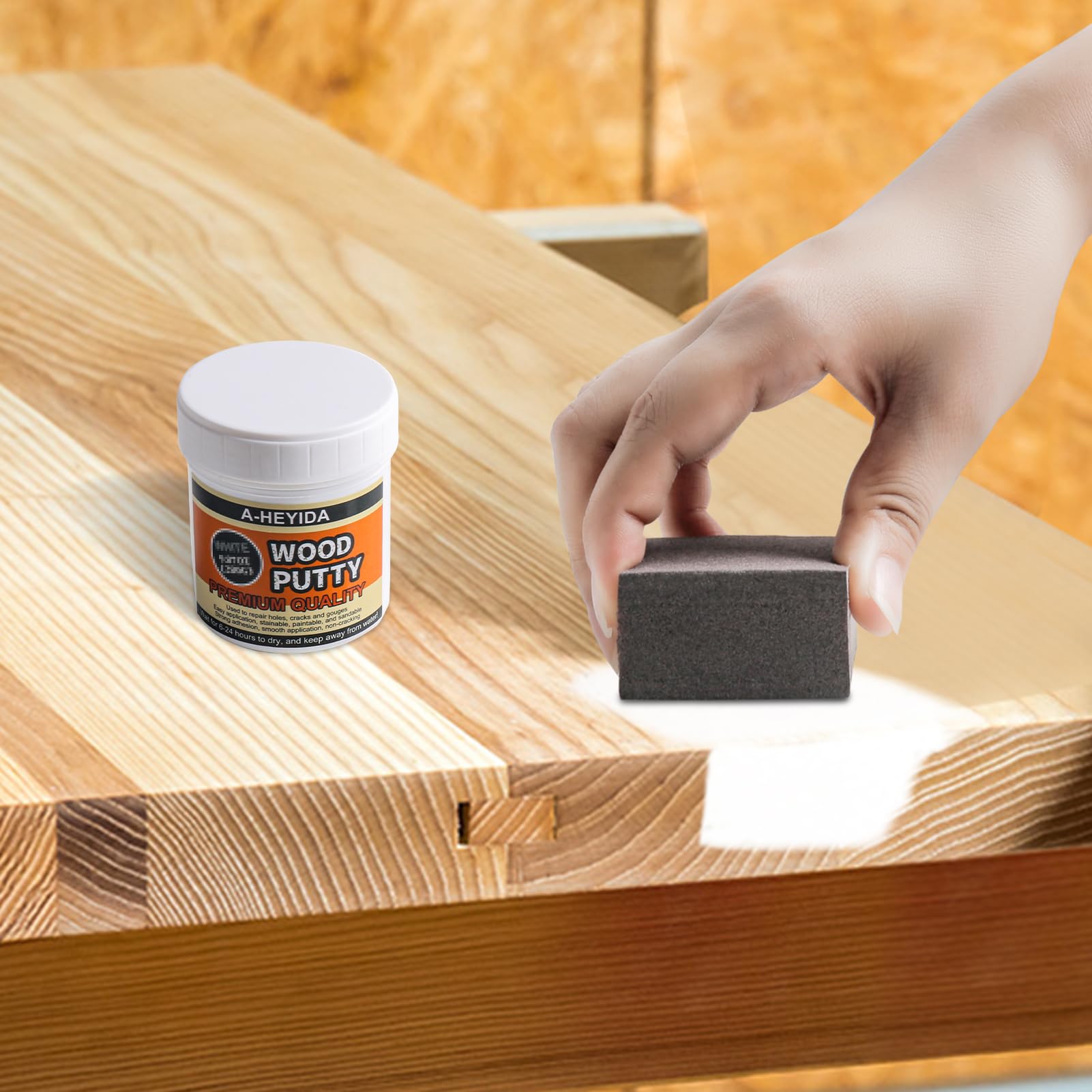 A-HEYIDA Wood Filler - White Wood Putty for Trim, 9.87 Ounce Wood Filler Repair Putty Paintable & Stainable, Restore Wood Cracks and Holes on Laminate Hardwood Vinyl Floor Furniture