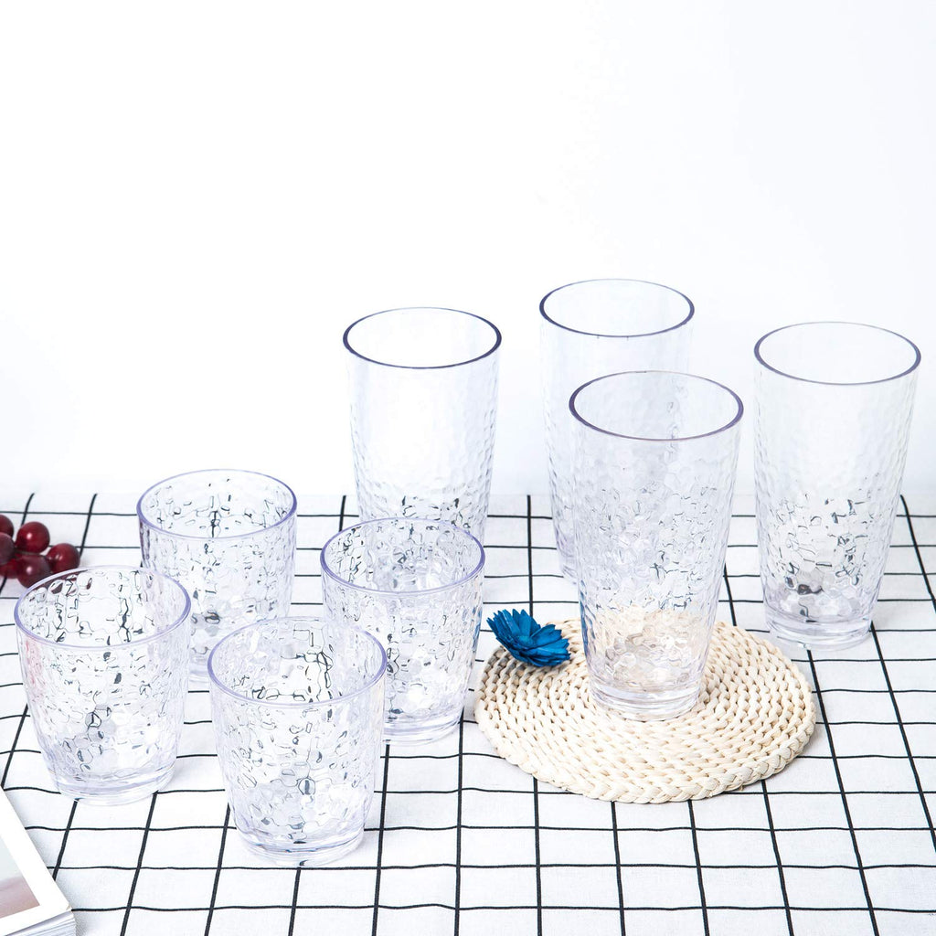 Set of 6 Hammered Style Drinking Cups 26-Ounce Large Acrylic Glasses Plastic Tumbler,BPA Free (Multi Color)