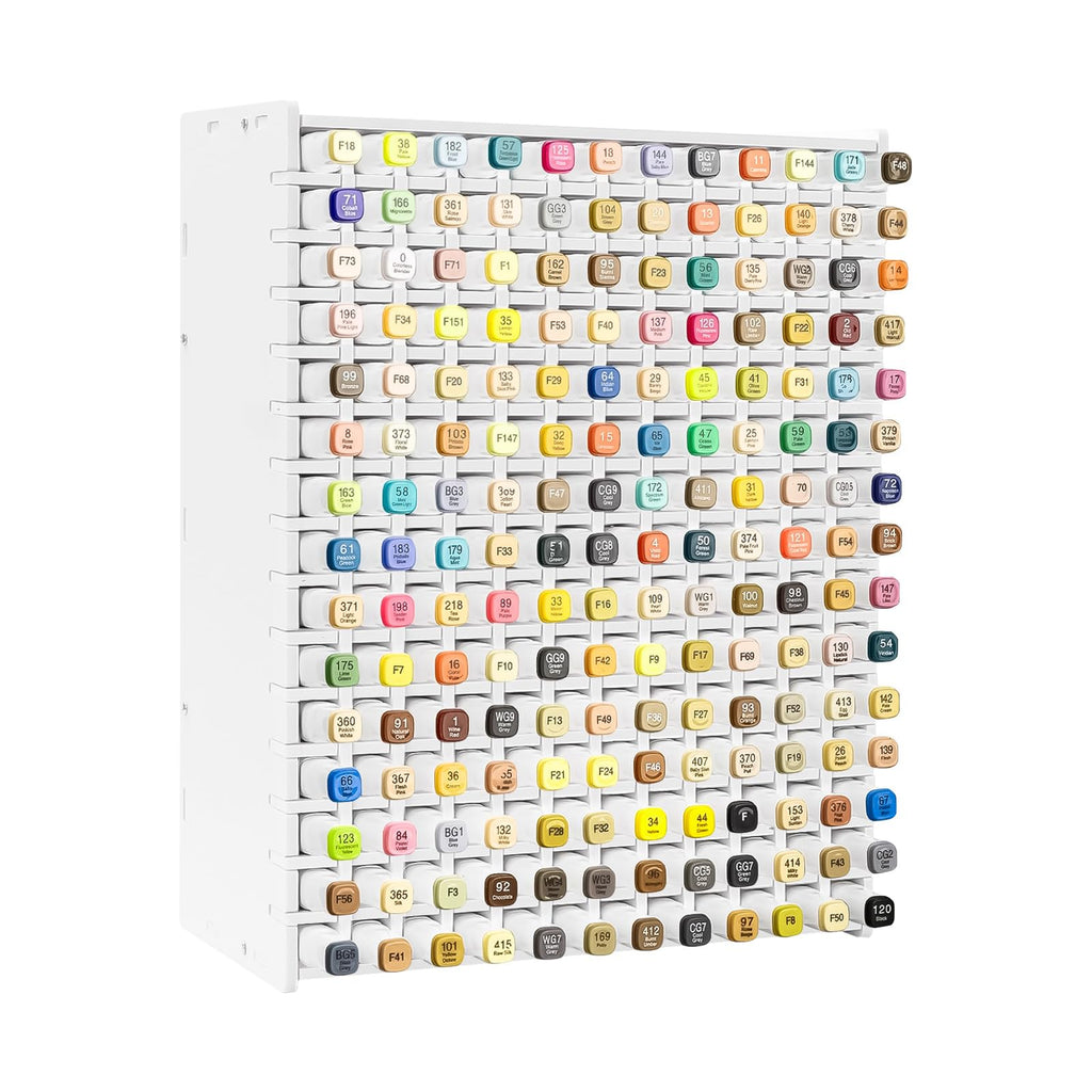 SelWatty Marker Organizer, Hold 180 Markers, With Removable Partition, Pencil Storage Organizer, Holds Stationery such as Scissors, Sticky Notes, Tape, Desk Accessories for Home School (180 Holes)