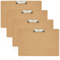 Juvale Clipboard - 11.5 x 17.4 in, Brown MDF, 4-Pack - Wood Clipboard Set with Low-Profile Metal Clip & Retractable Hook - Oversized & Portable for Drafting Board & Sketch Board Use