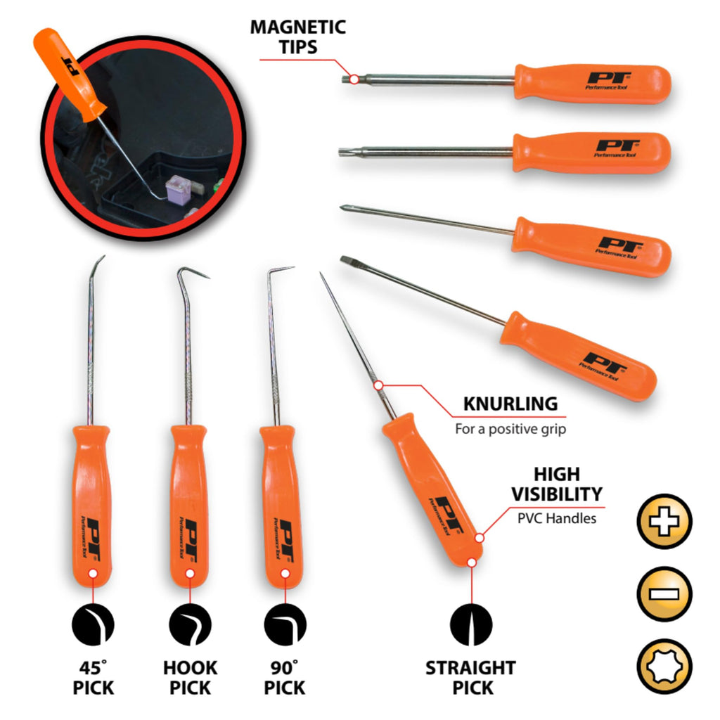 Performance Tool W941 8-Piece Specialty Pick/Driver Set