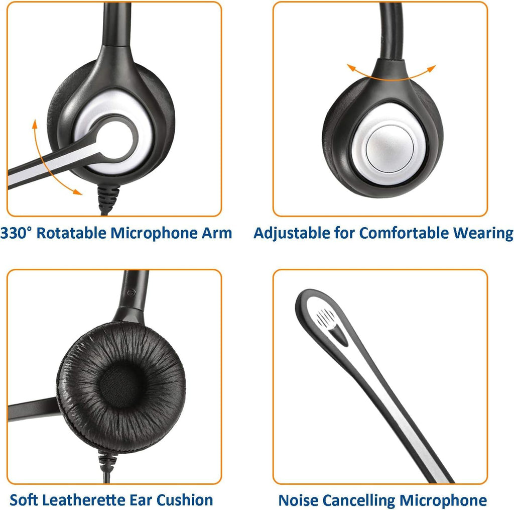 Wantek Corded Telephone Headset Mono with Noise Canceling Mic for ShoreTel Plantronics Polycom Zultys Toshiba NEC Dterm Nortel Norstar Meridian Siemens ROLM Packet8 Landline Deskphones (F600S2)