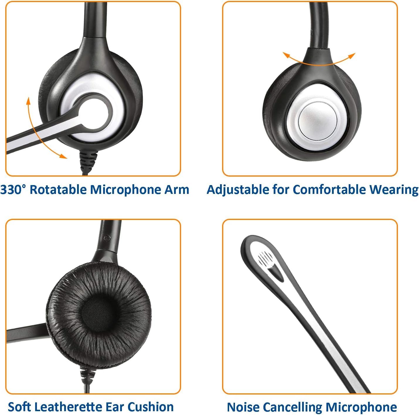 Wantek Corded Telephone Headset Mono with Noise Canceling Mic for ShoreTel Plantronics Polycom Zultys Toshiba NEC Dterm Nortel Norstar Meridian Siemens ROLM Packet8 Landline Deskphones (F600S2)