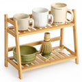 ANBOXIT Bamboo Matcha Station Organizer, Countertop 2 Tier Desktop Shelf for Mugs, Cups, and Condiments - Ideal for Matcha & Coffee Accessories in Kitchen, Home, Office