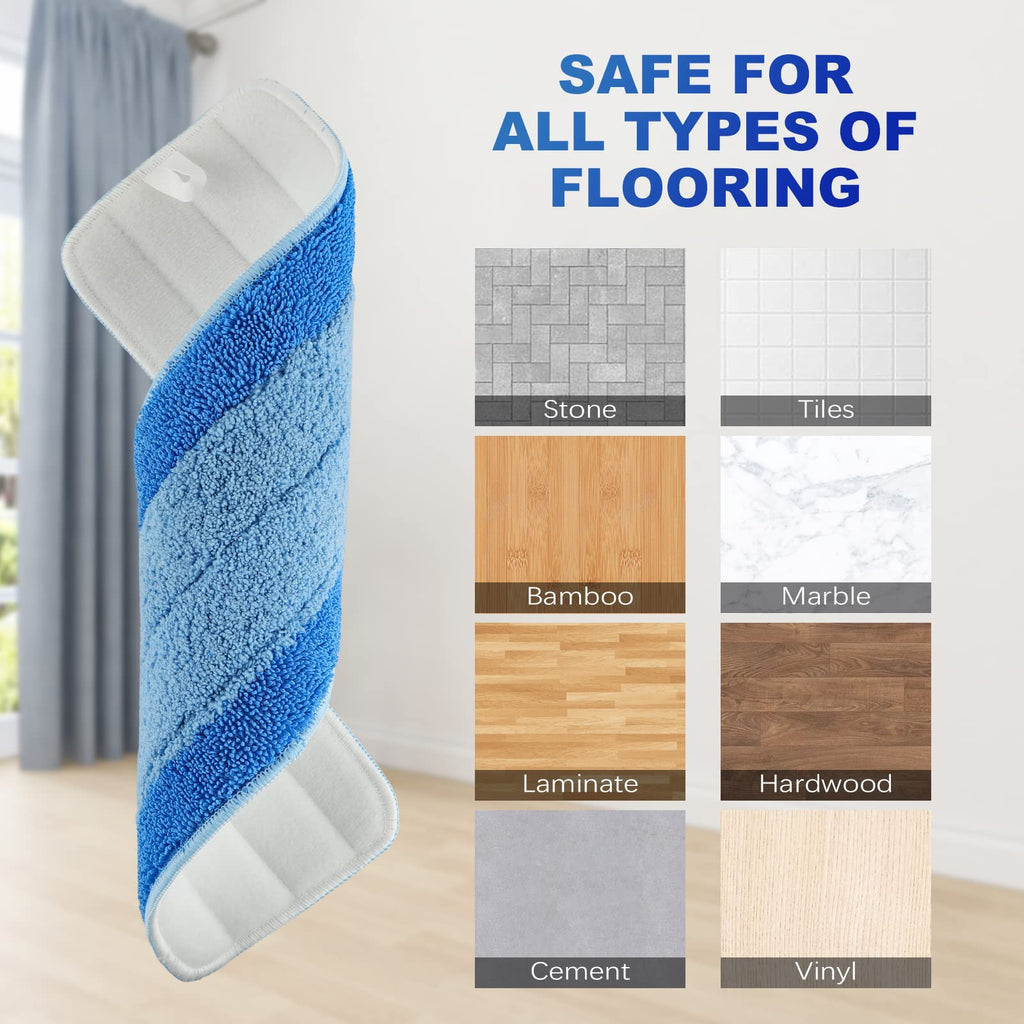 Mop Pads for Bona - Microfiber Cleaning Pad for Bona Hardwood Floor Cleaner 18 Inch Washable & Reusable Refills 6 Packs