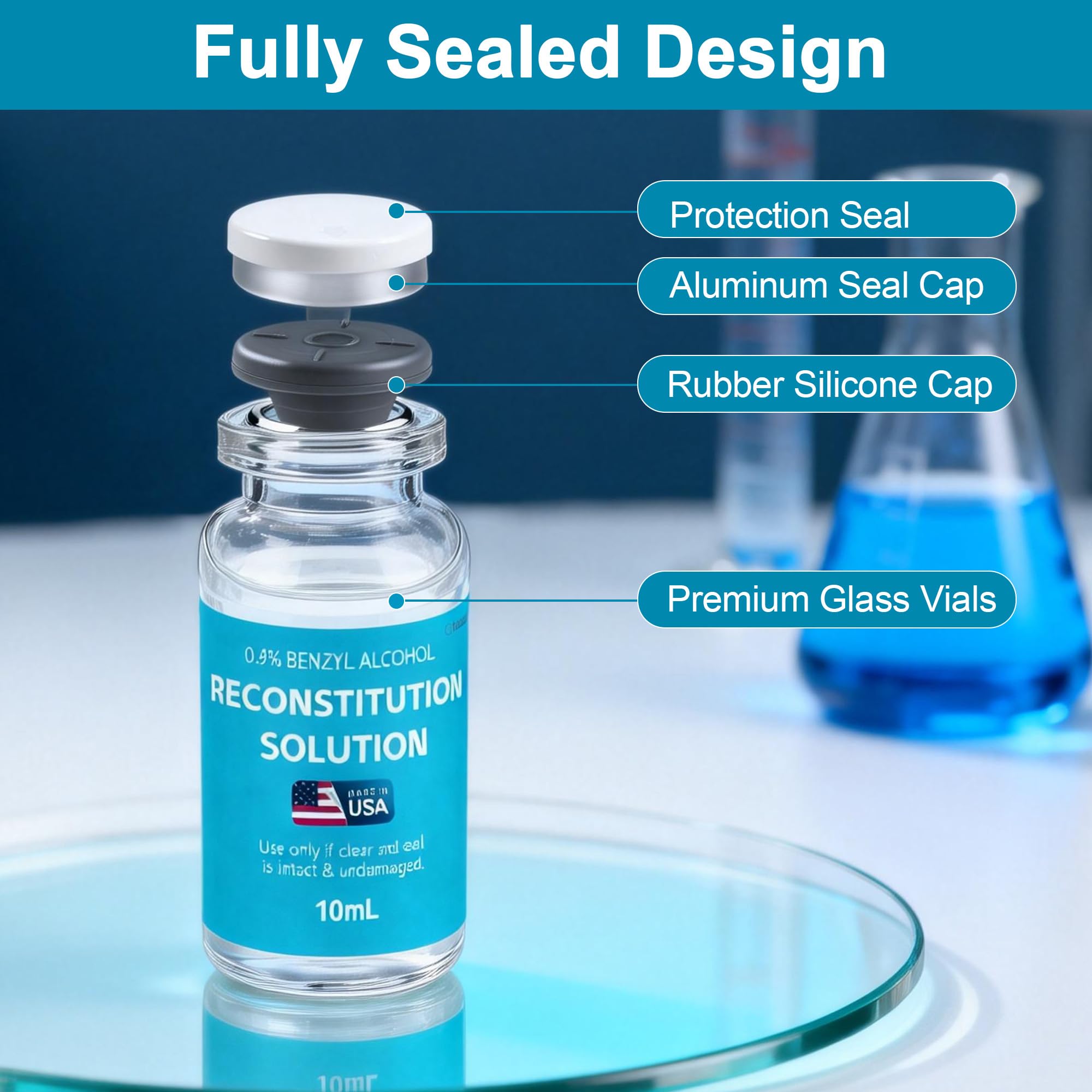Jentatnua Solution 3 Pack 10ml in Premium Glass Vials, Ultra Clean, Triple Sealed