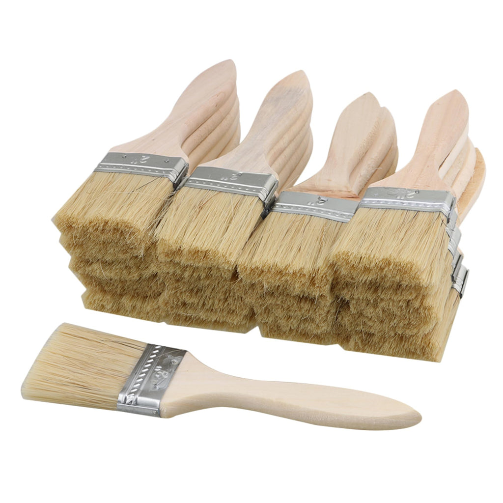 RDEXP 17.5x4.5cm Mixed Silk Dark Yellow Bristles Thin Chips Brushes Wood Handle Paint Brush Touchups Set of 20