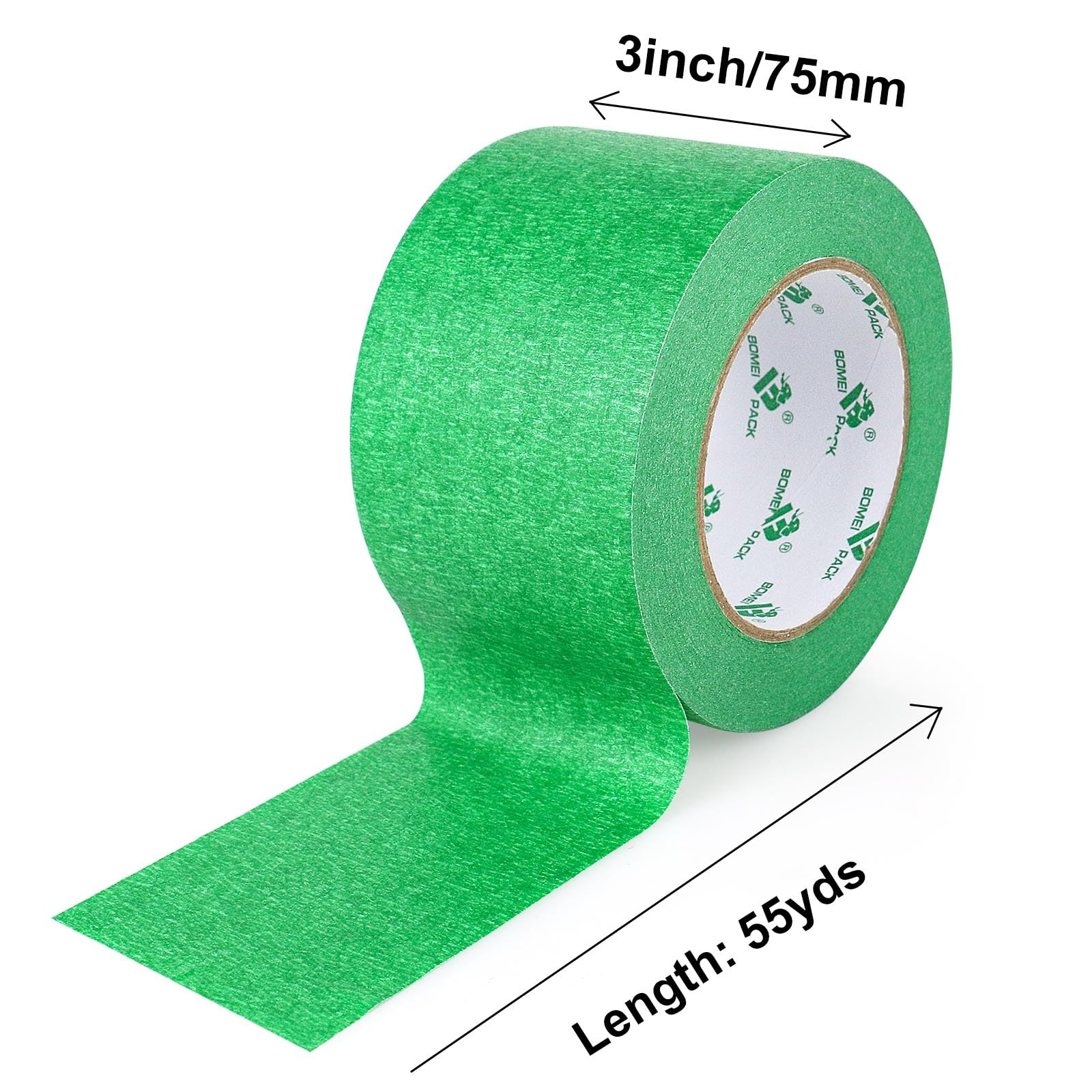 BOMEI PACK Wide Green Painters Tape 3inch x 55yds, 3D Wide Masking Tape for General Painting and Laser Cutting