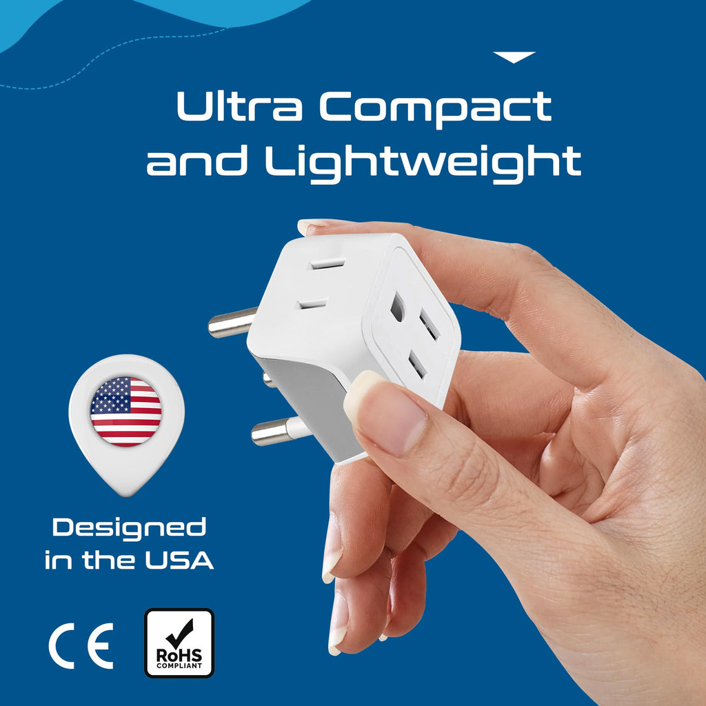 Ceptics Canada to Thailand Travel Adapter (Type O) - Dual Input - Ultra Compact - Charge your Cell Phone, Laptops, Tablets (CT-18, 3 Pack)