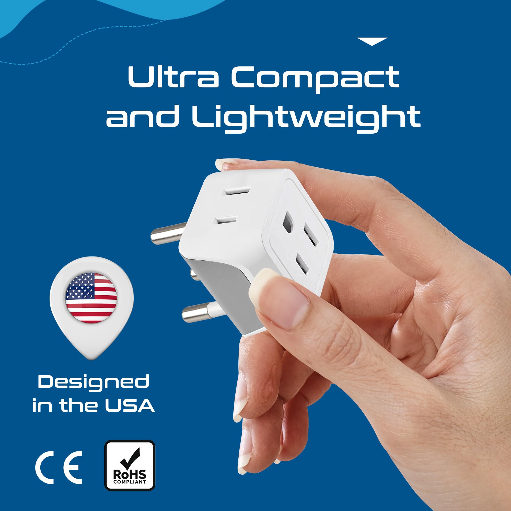 Ceptics Canada to Thailand Travel Adapter (Type O) - Dual Input - Ultra Compact - Charge your Cell Phone, Laptops, Tablets (CT-18, 3 Pack)