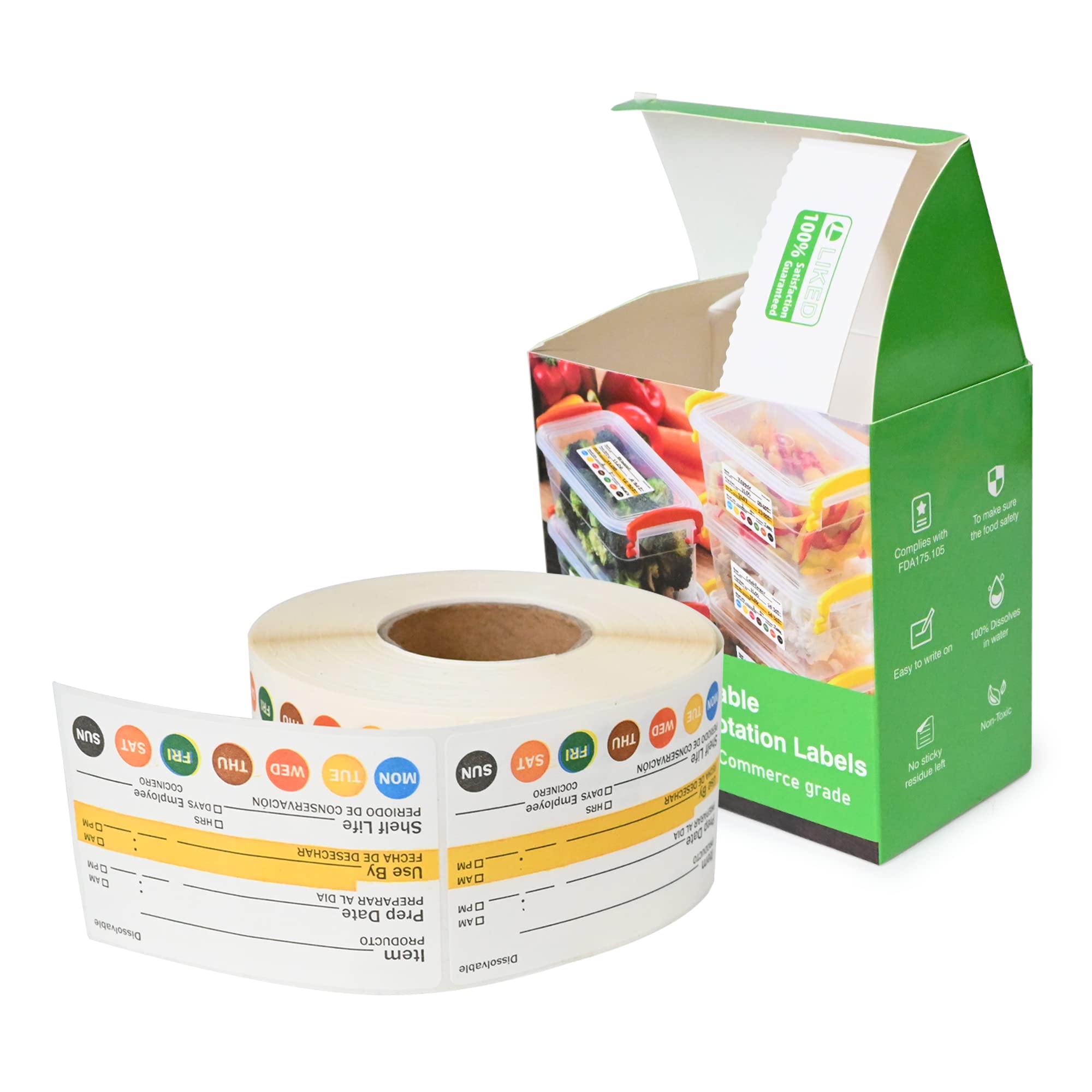 L LIKED 2x3 Inches Dissolvable Food Rotation Labels, 500 Pcs Dissolved Freezer Labels for Storage Containers, Canning, Jam Jar, Mason Jars