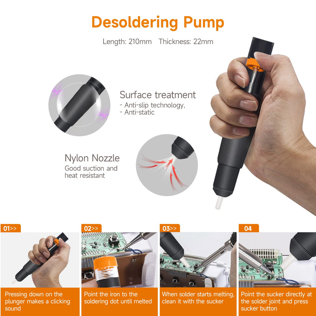 TOWOT Soldering Iron Kit, Electronic Soldering Iron 60W Adjustable Temperature, Desoldering Pump, Tin Wire